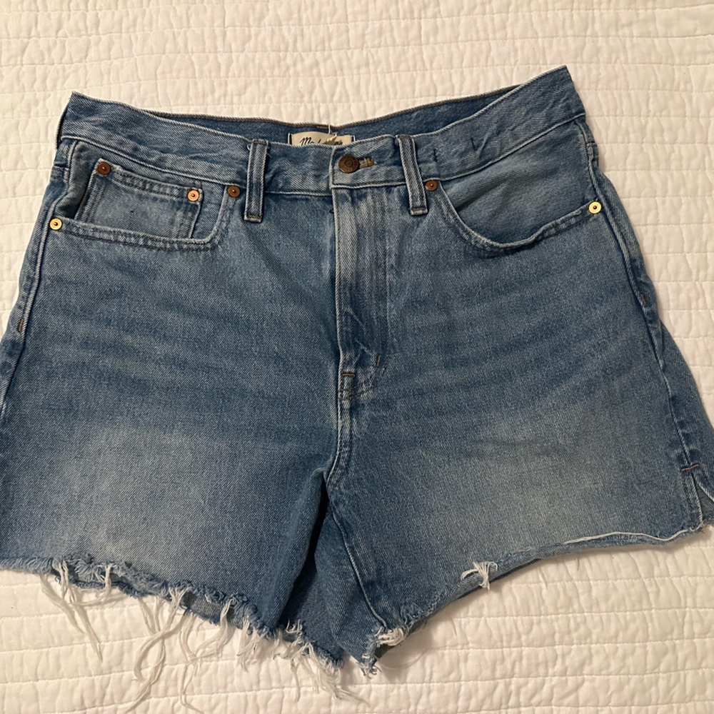 Madewell Light Blue Frayed Hem Jean Shorts